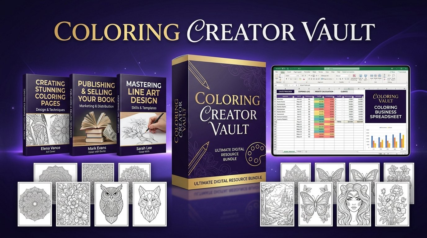 Coloring Creator Vault — complete resource set including XLSX prompt library, coloring pages, and guides