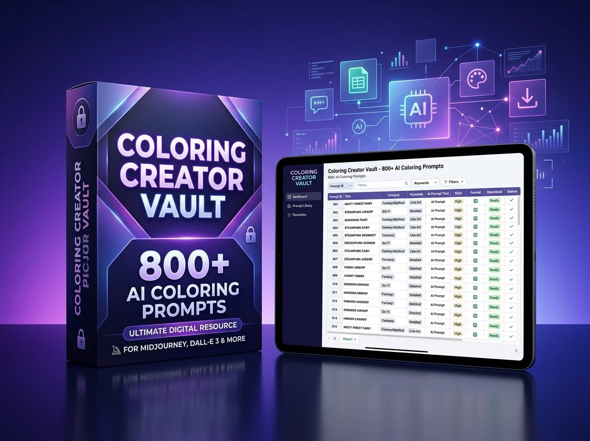 800 AI Coloring Prompts XLSX Master Library